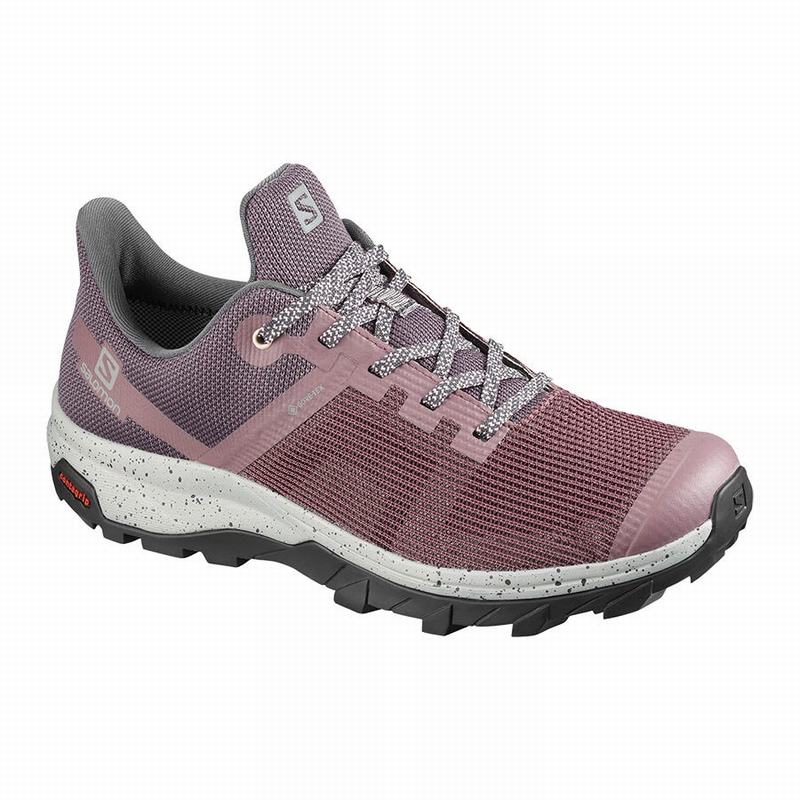 Salomon Israel OUTLINE PRISM GORE-TEX - Womens Hiking Shoes - Burgundy (TYFU-57418)